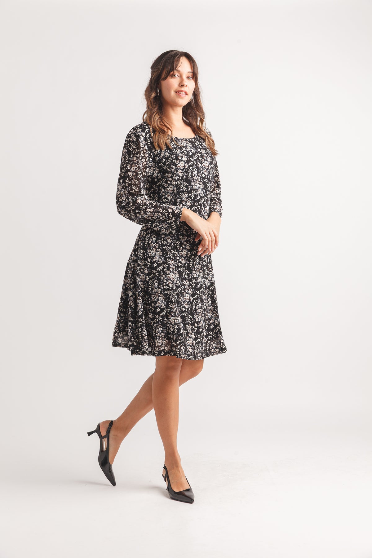 Floral Stretch Panelled Dress