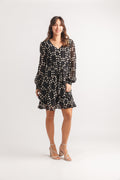 Polka Dot Ruffle Dress with Elastic Waist