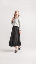 Bubble Hem Midi Skirt with Elastic Waist
