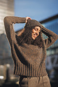 Marl Knit Sweater with Rib Trim