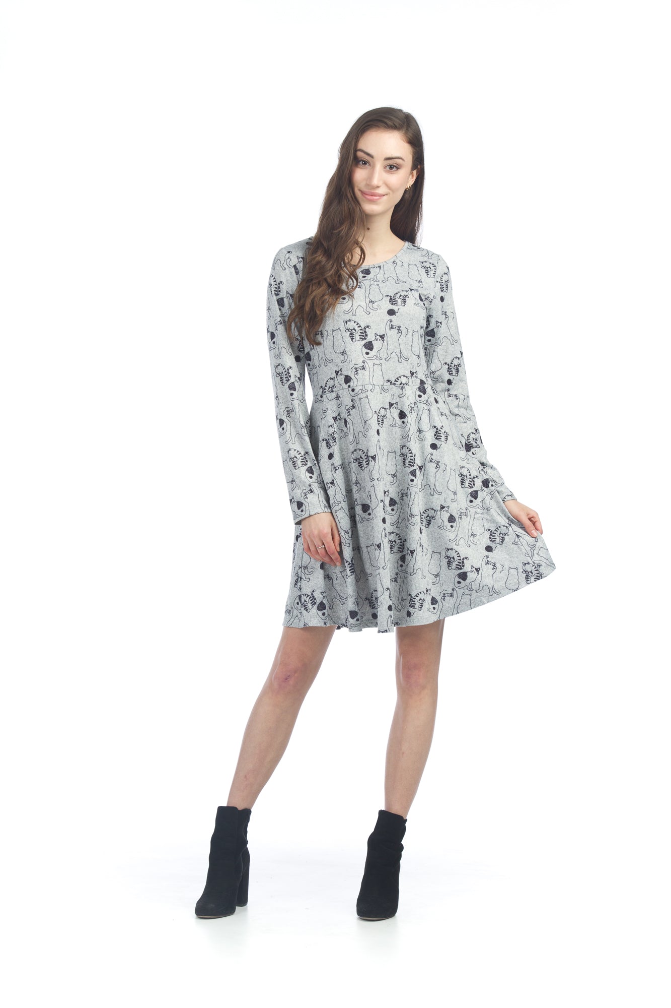 GRAYB Cat Print Sweater Dress