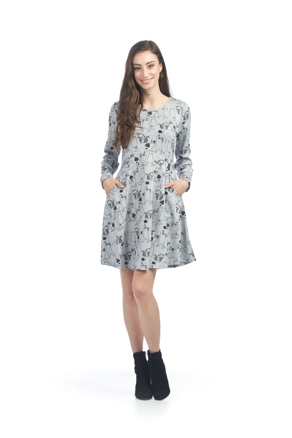 GRAYB Cat Print Sweater Dress