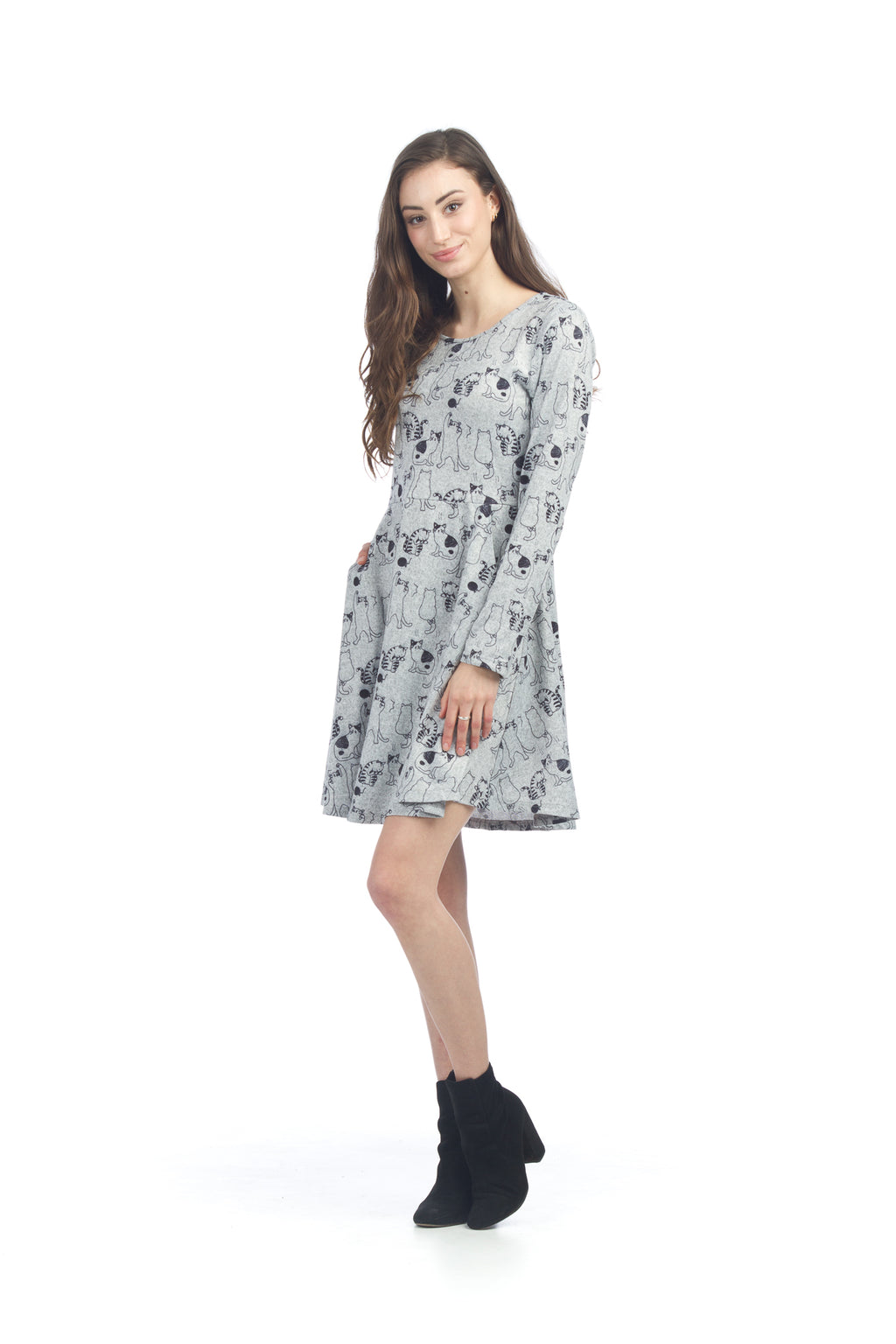 GRAYB Cat Print Sweater Dress