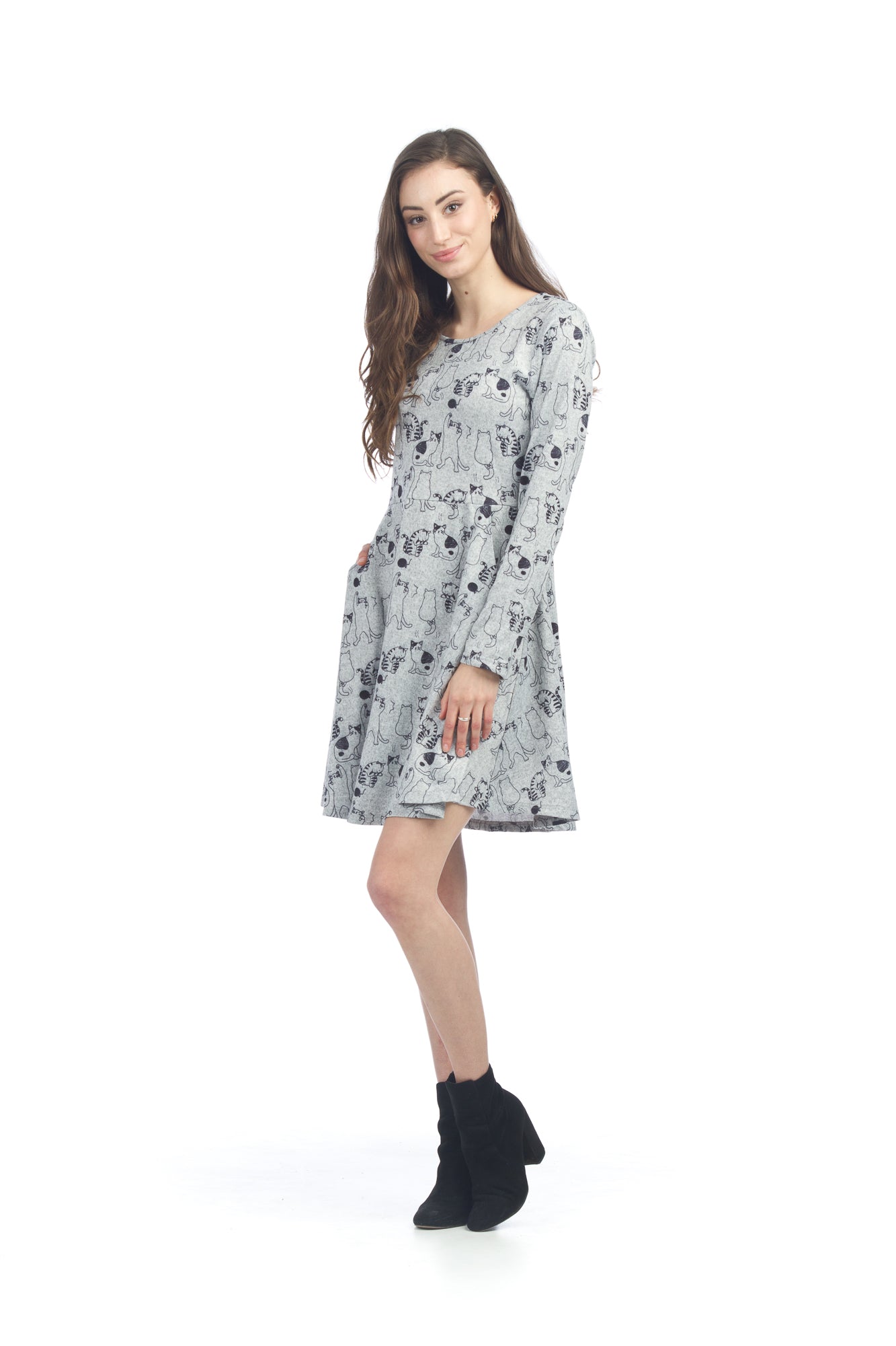 GRAYB Cat Print Sweater Dress
