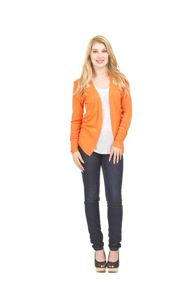 RUST Lace Back Long Sleeved Waterfall Cardigan