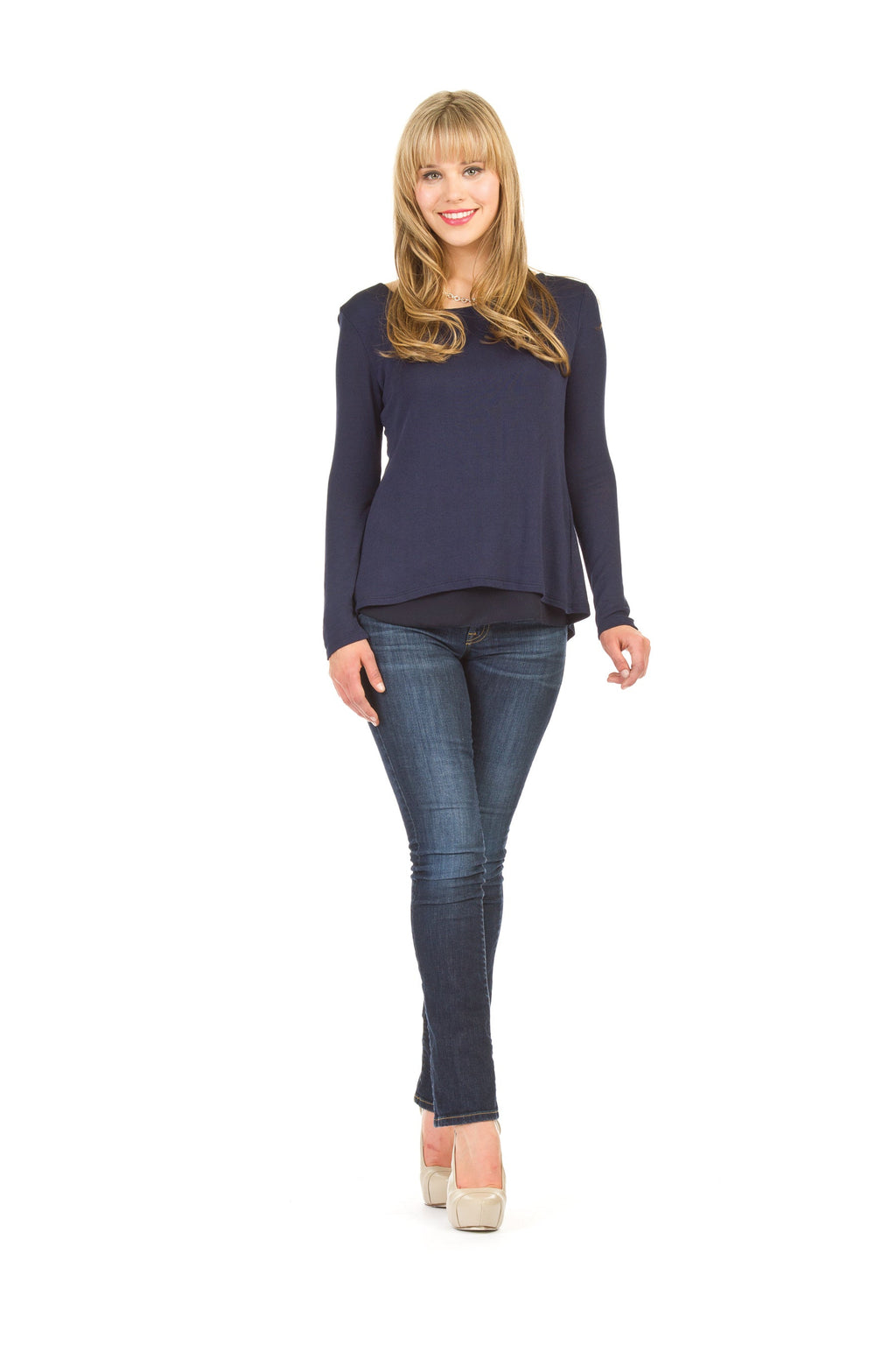 Georgette Lined Sweater With Split Back And Bow