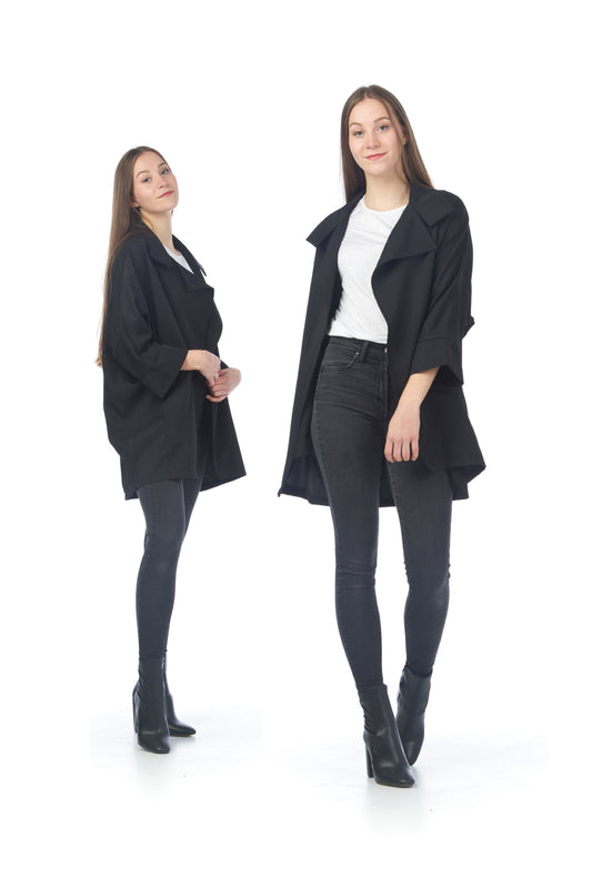 BLACK 3/4 Sleeve Oversized Jacket