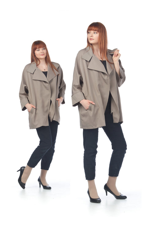 BLACK Oversized Twill Nylon Relaxed Trench Coat