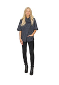 Blue Textured Cape w PU Trim