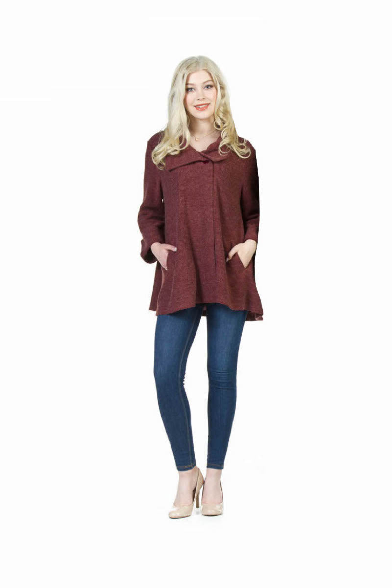 BURGN Swing Sweater Jacket with Foldover Collar