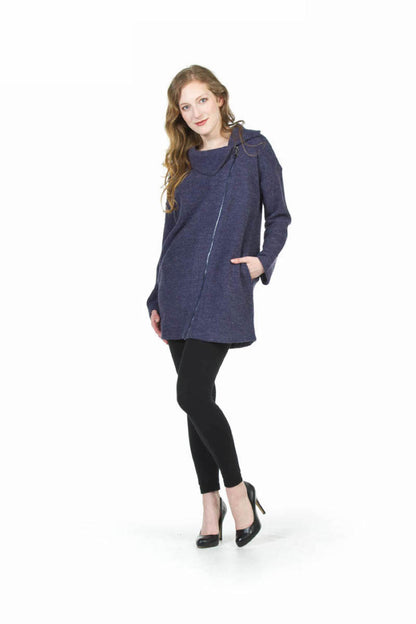 NAVY Zip Close Foldover Collar Sweater Jacket