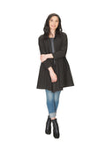 BLACK/GREY Chevron Swing Sweater Long Jacket