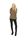 olive Fur Lined Hoody Jacket with REmovable Fur Collar
