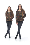 Black Fairisle Print Zip Jacket with Hood