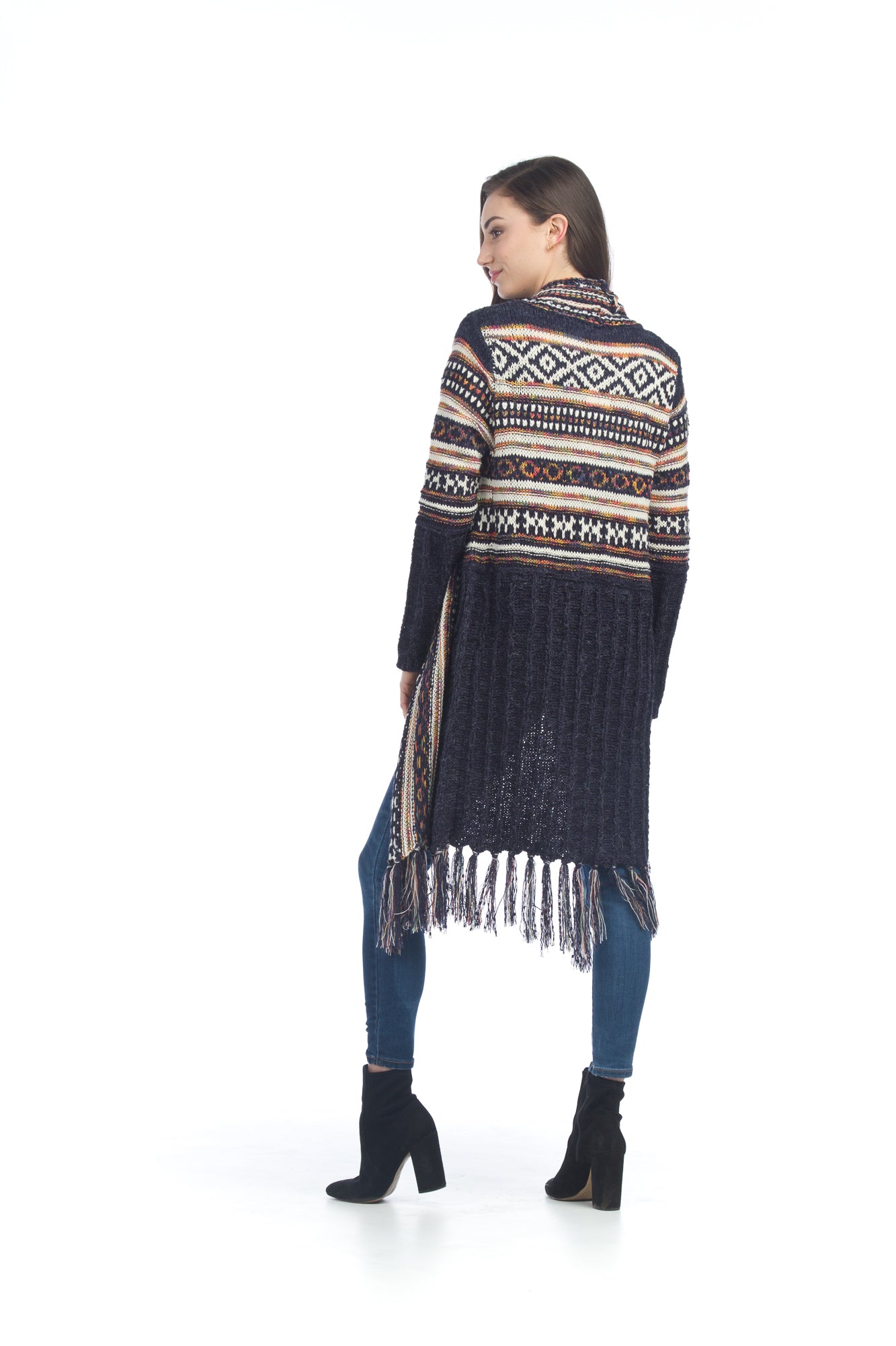 NAVY Global Knit Cardigan with Tassel Fringe