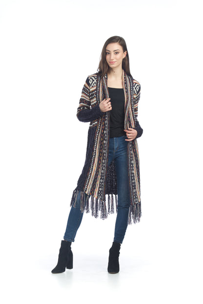 NAVY Global Knit Cardigan with Tassel Fringe