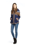 Navy Soft Fairisle Zip Up Hooded Jacket with Pockets