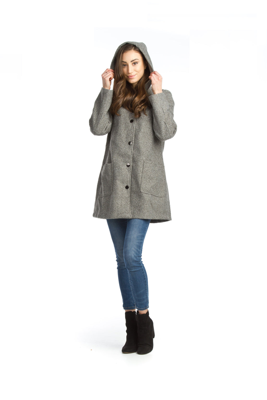 grey Heathere Boucle Long Jacket