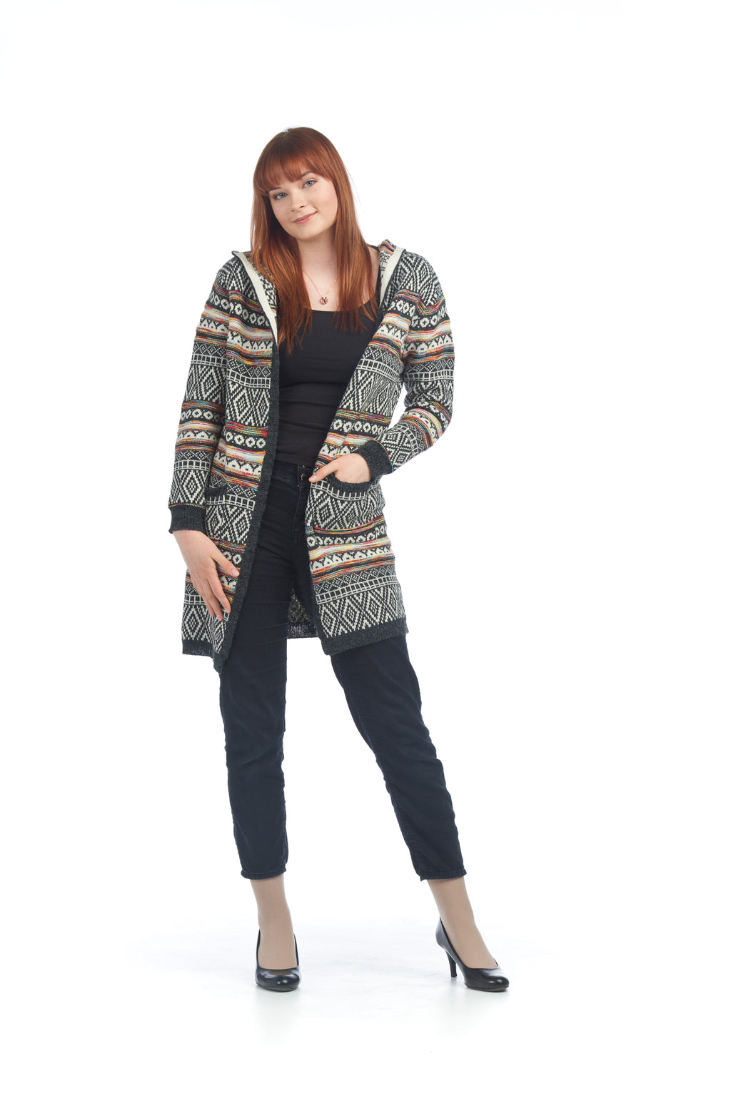 multi Global Knit Cardigan with Pockets