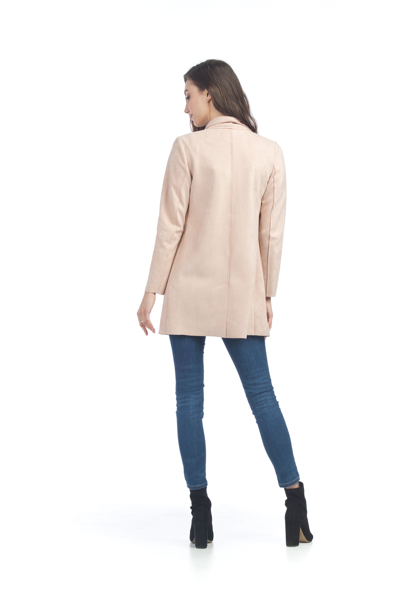 Blush Suede Drape Jacket with Pockets