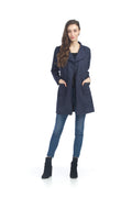 Navy Suede Drape Jacket with Pockets