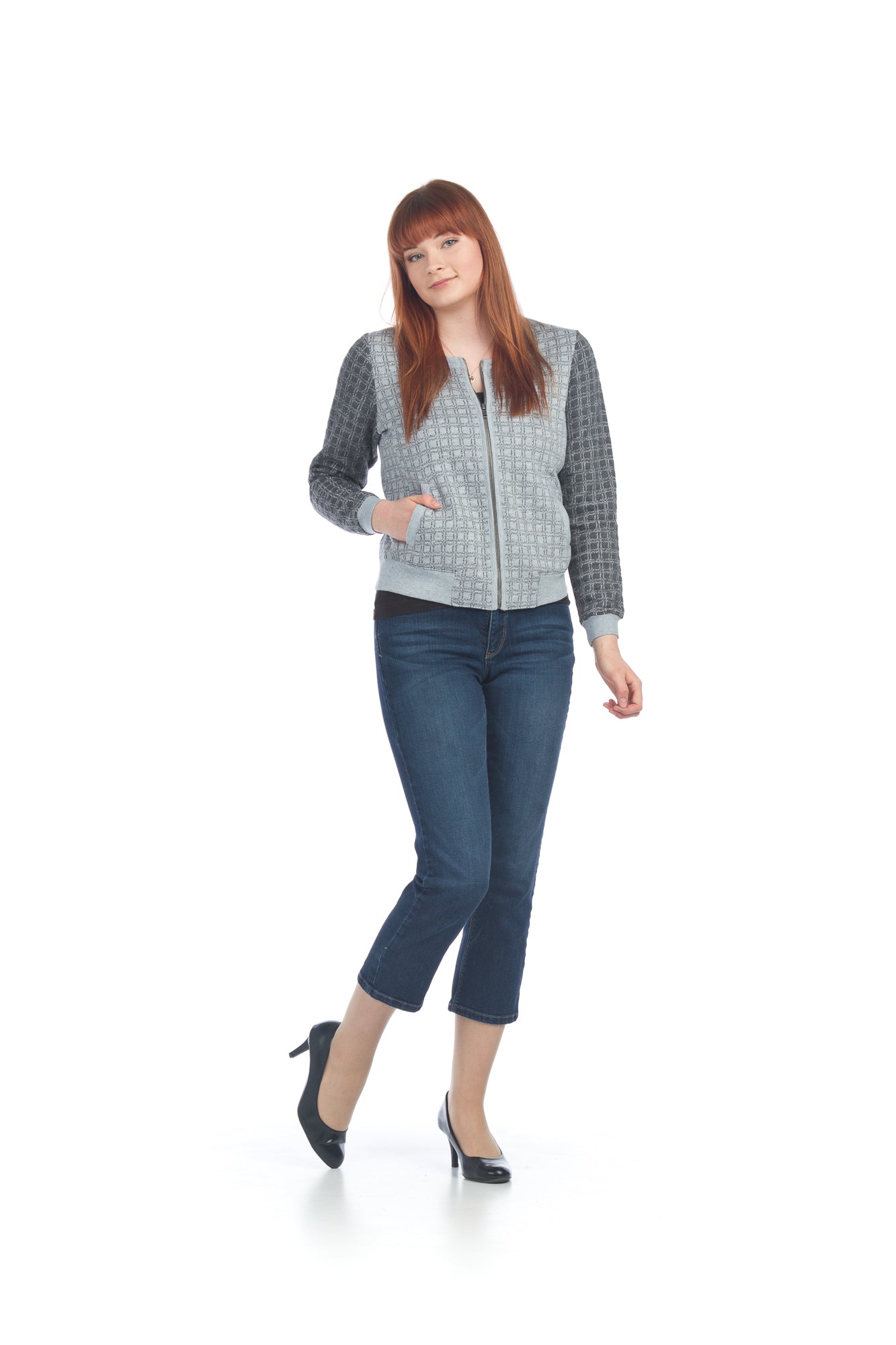 grey Quilted Bomber Jacket