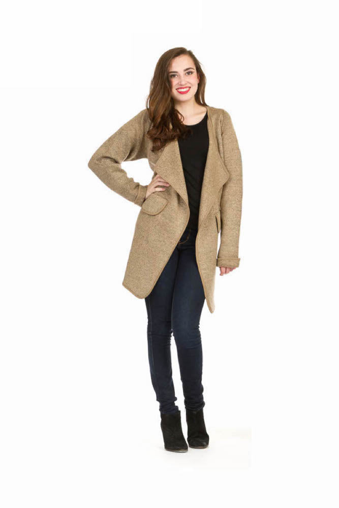 Beige Heathered Open Jacket