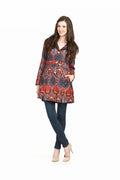 orange Multi Print Lace Detail Coat