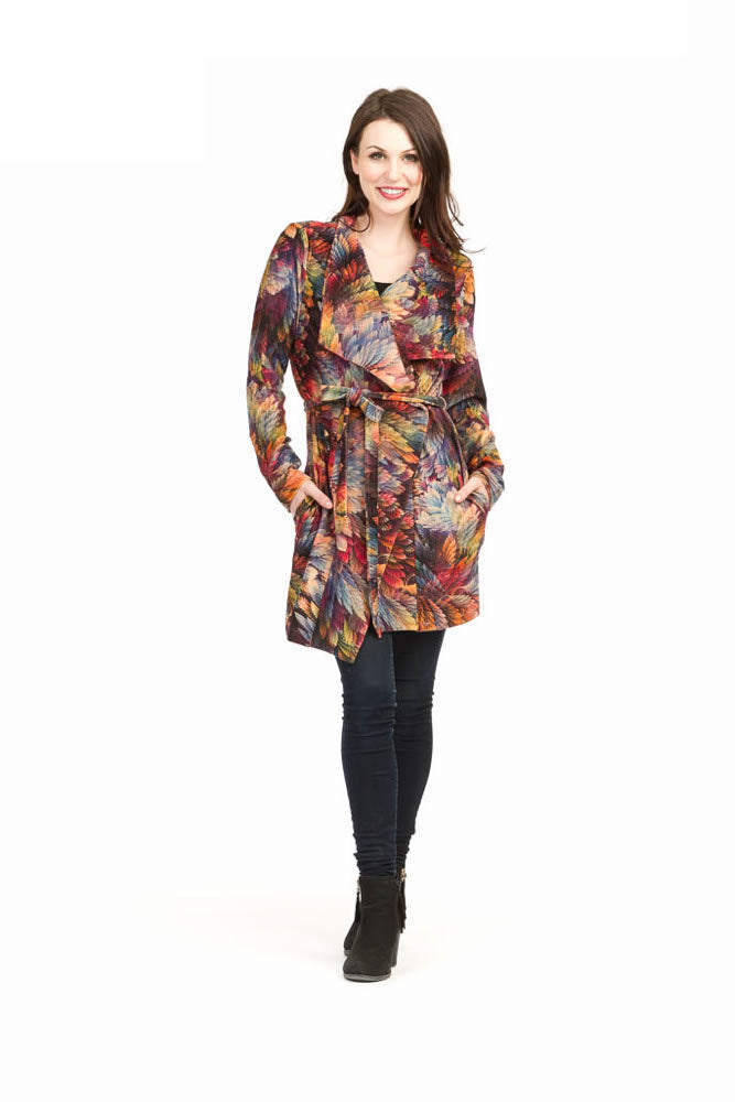 multi Feather Print Velvet Jacket