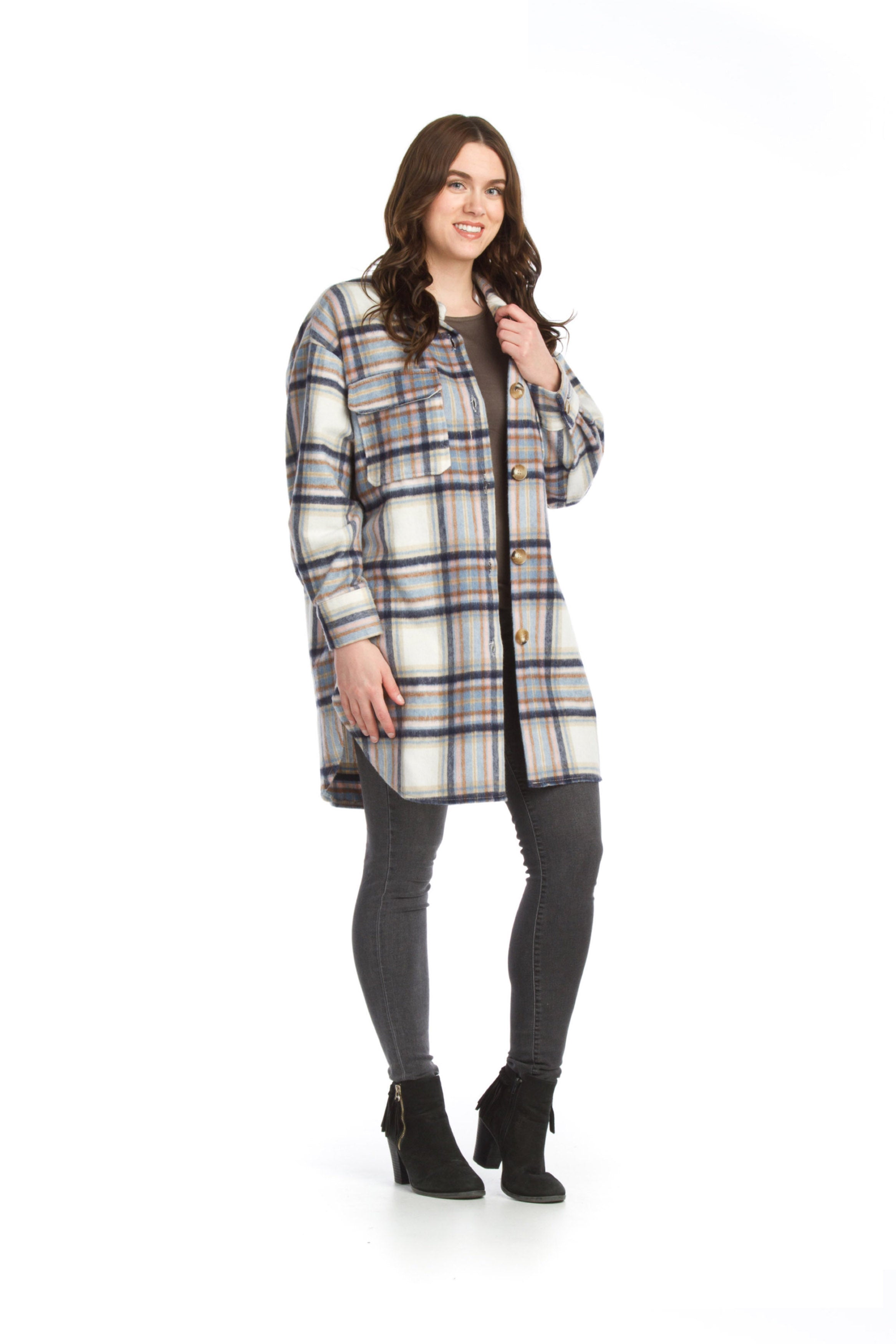 Blue Plaid Buttonup Shacket