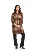 Brown Plaid Tweed Button Up Shacket