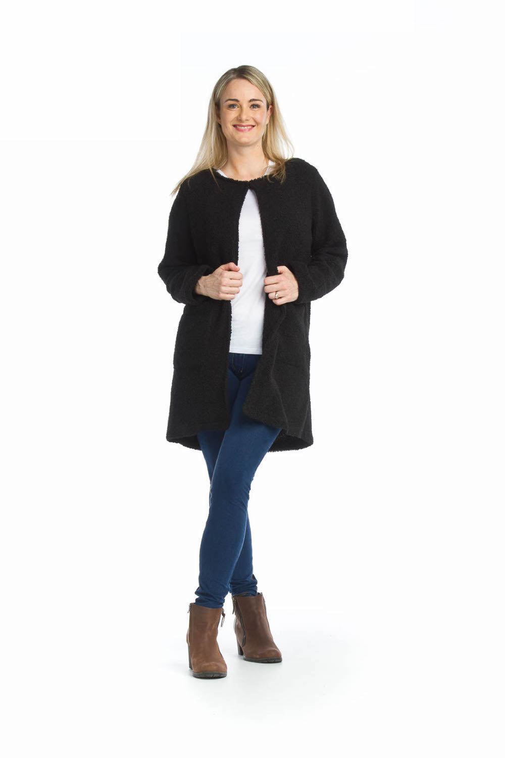 BLACK Boucle Jacket with Patch Pockets