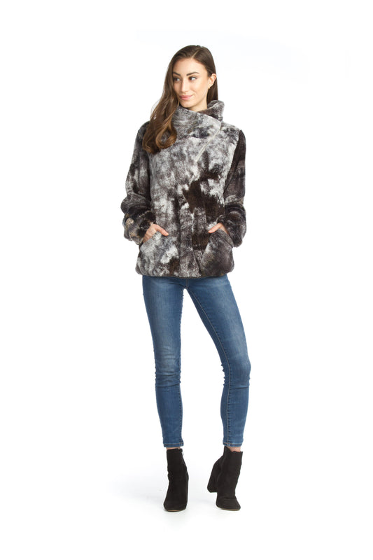 DGREY Fuzzy Tie Dye Piullover with Pockets & Zip Detail