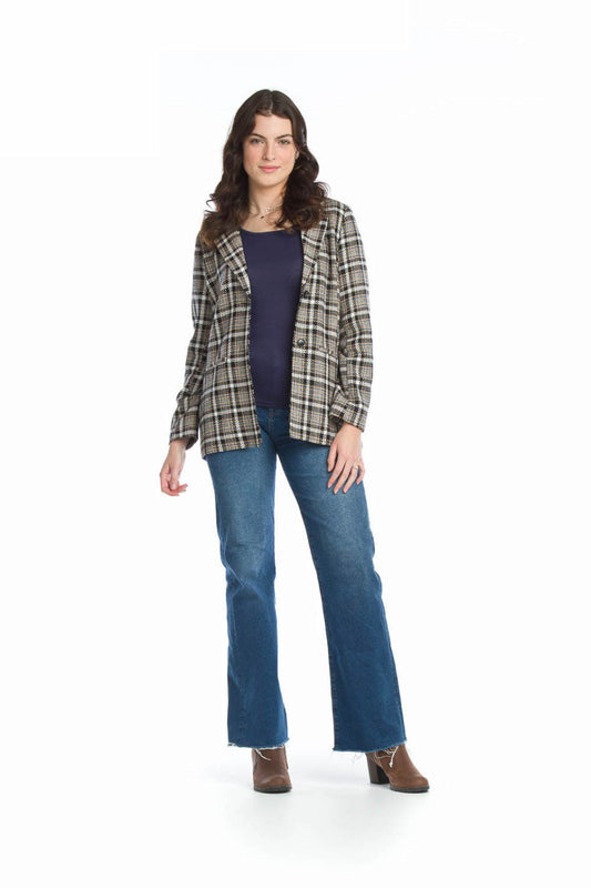 BROWN Plaid Blazer with Pockets