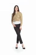 TAUPE Zip Cropped Jacket with Ribbing Detail