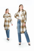 Brown Plaid Long Shacket