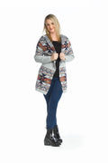 Beige Global Jacquard Hooded Coatigan