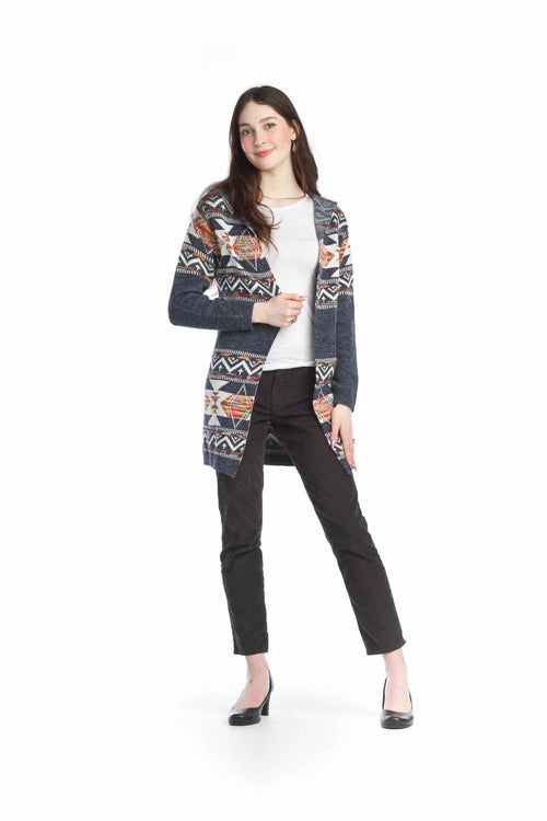Beige Global Jacquard Hooded Coatigan