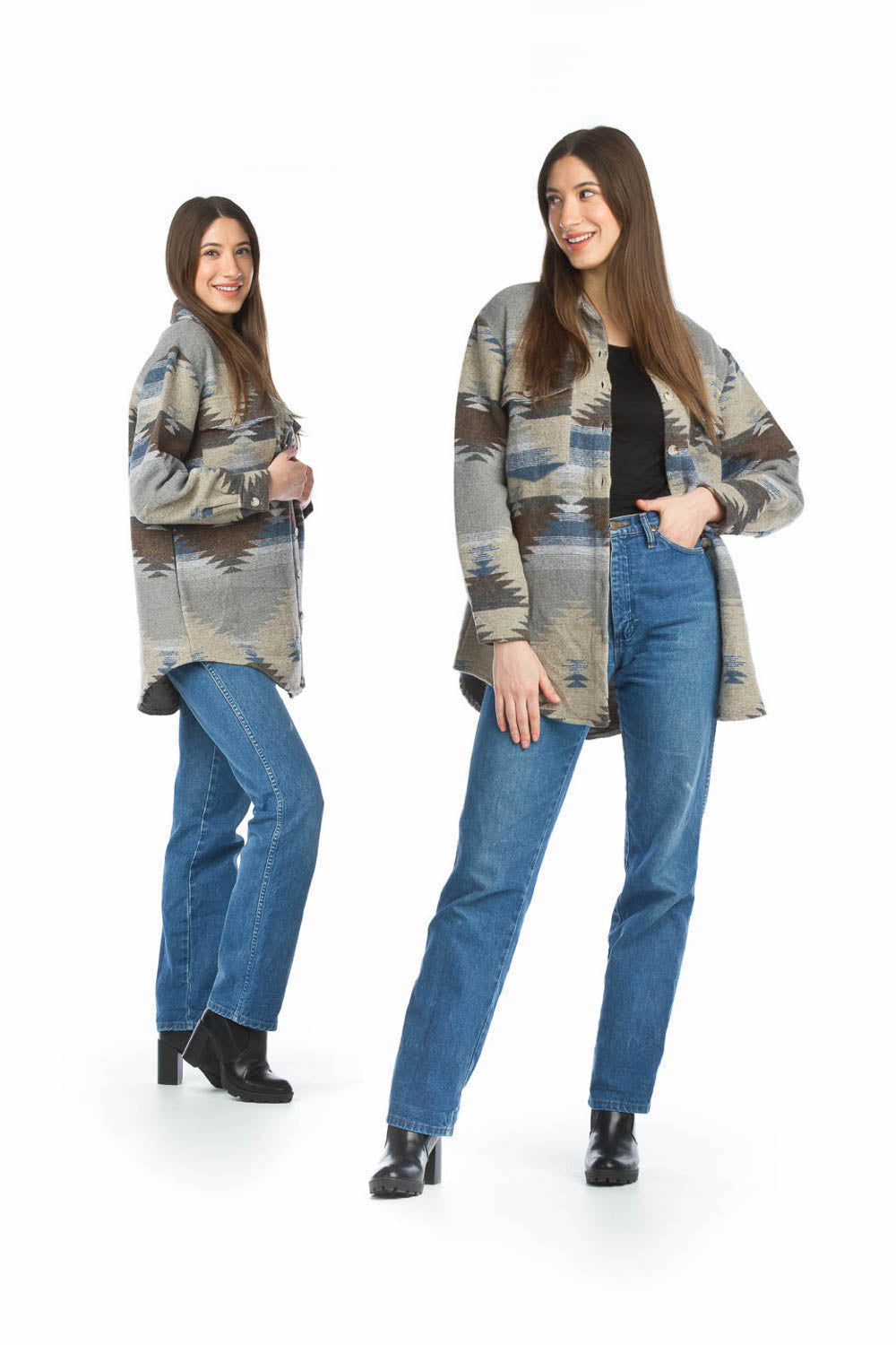 BLUE Global Shacket with Pockets