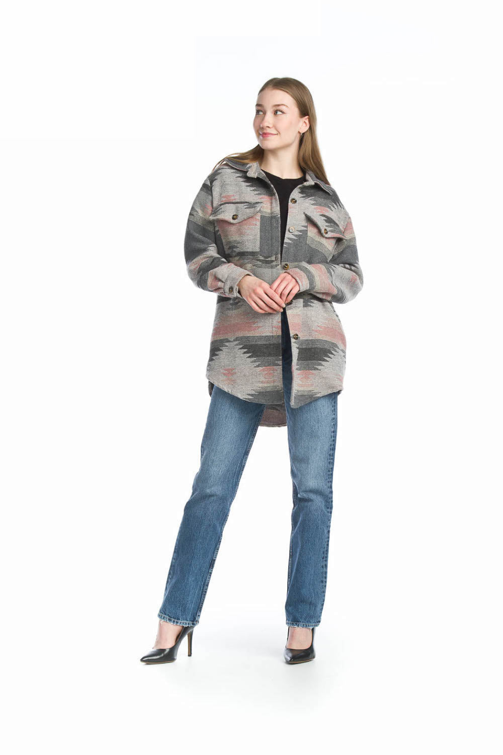 BLUE Global Shacket with Pockets