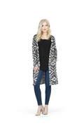 navy/ white Tapestry Design Knit Jacket