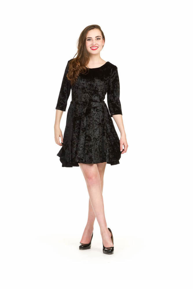 Black Velvet Fit and Flare Dress Black / M Black Velvet Fit and Flare Dress Black / M
