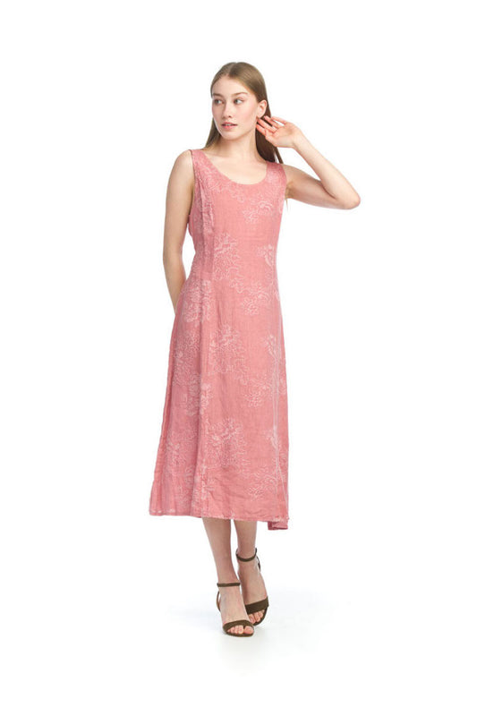 ROSE Embroidered Paneledl Linen Dress