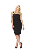 BLACK Fitted Tank Dress with Pleat Detail