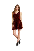 WINE Velvet sleeveless skater dress