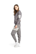 GREY Comfy Knit Loungwear Set with Stripe Detail