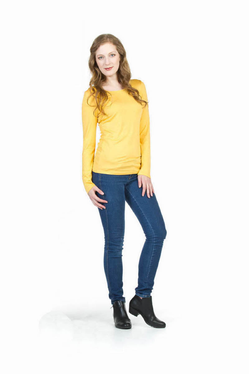 mustard Basic Long Sleeves Knit Top