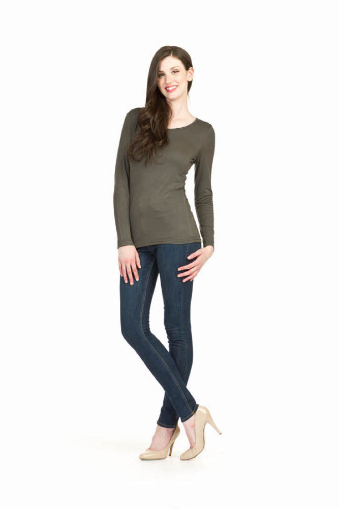 Charcoal Basic Long Sleeves Knit Top