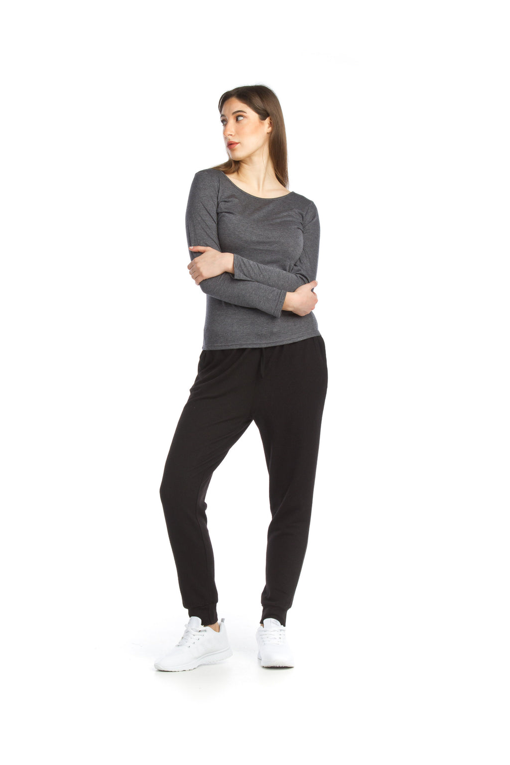 Black Basic Stretch Long Sleeve Top