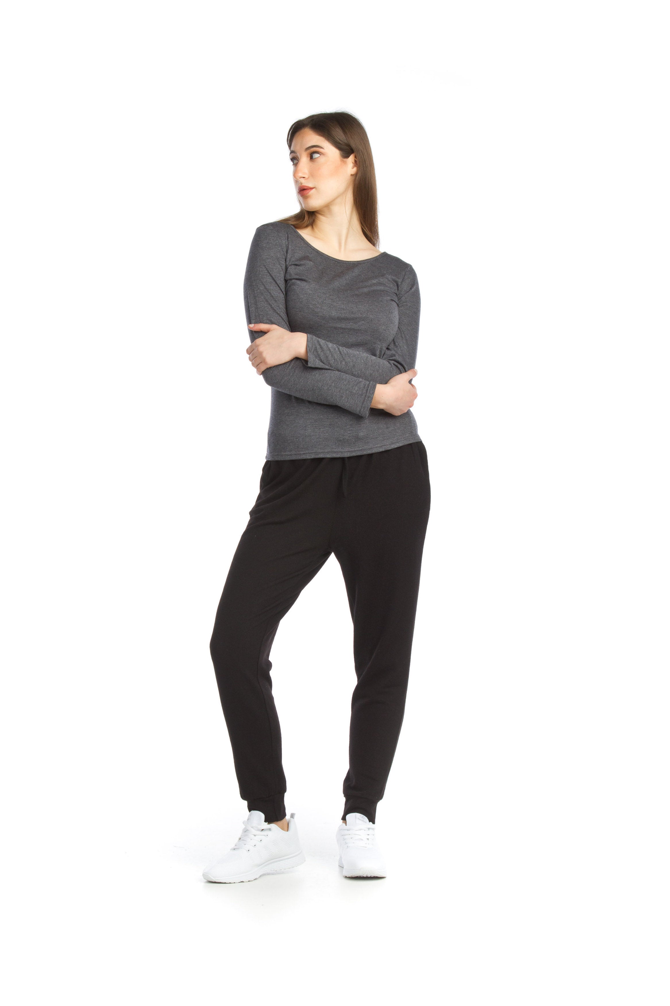 Black Basic Stretch Long Sleeve Top